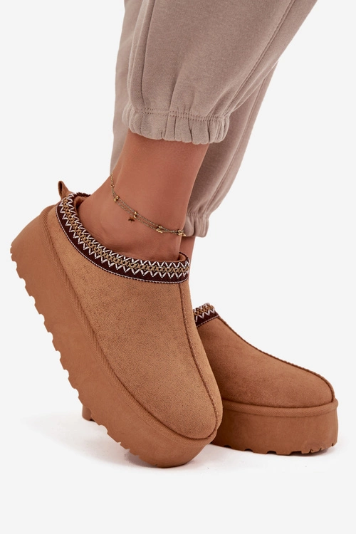 Śniegowce Damskie Z Ozdobnym Haftem Camel Jenira