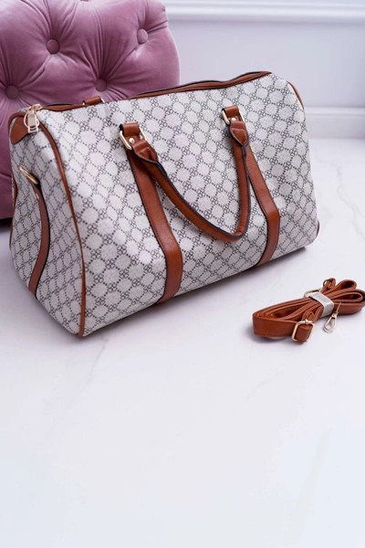 Torba Damska Duża Kuferek Brązowo Beżowa