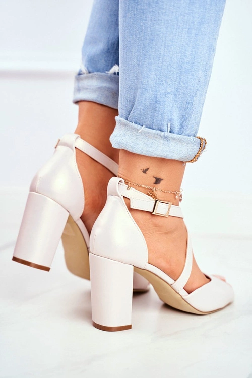 Sandały Damskie Na Słupku Sergio Leone Beżowa Perła SK865