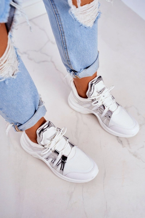 Damskie Sportowe Obuwie Srebrne Wstawki Felter