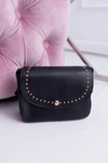Torebka Damska Mała Kuferek Złote Nity Czarna
