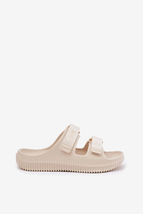 Piankowe Klapki Damskie Z Rzepami Big Star RR274A529 Beżowe