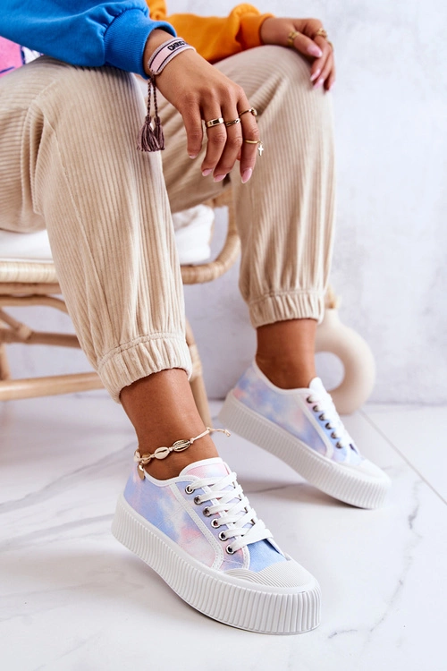 Niskie Trampki Na Platformie Niebiesko-Różowe Mischa