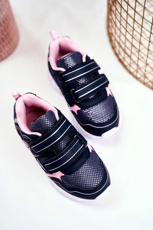 Sportowe Buty Dziecięce Świecące Na Rzepy Granatowe Scarlet