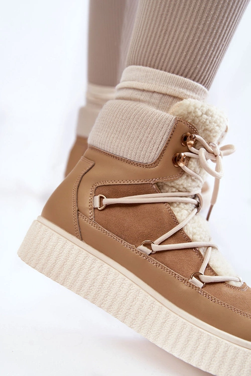 Damskie Botki Śniegowce La.Fi 280072TA-QN Beżowe