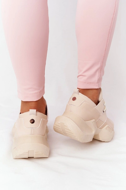 Damskie Sneakersy Na Masywnej Podeszwie Beżowe Bubbly