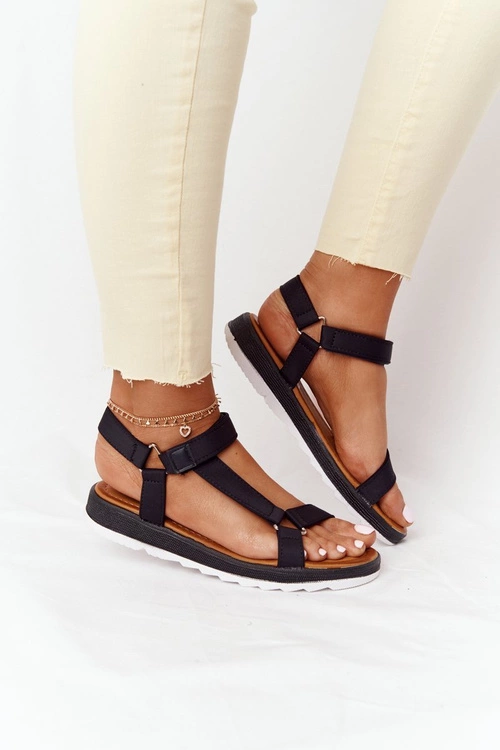 Damskie Sandały Na Gumowej Podeszwie Czarne Stranger