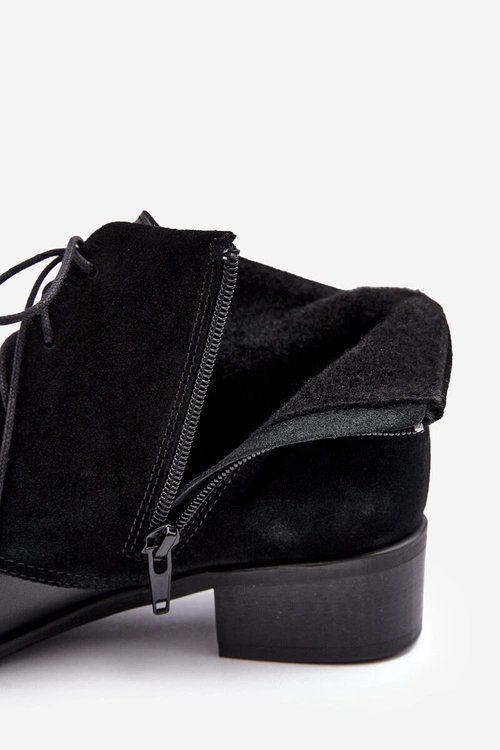 Modne Damskie Sznurowane Botki Czarne Kefora