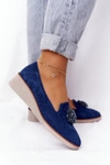 Eleganckie Półbuty Na Koturnie Vinceza 10580 Zamszowe Granatowe