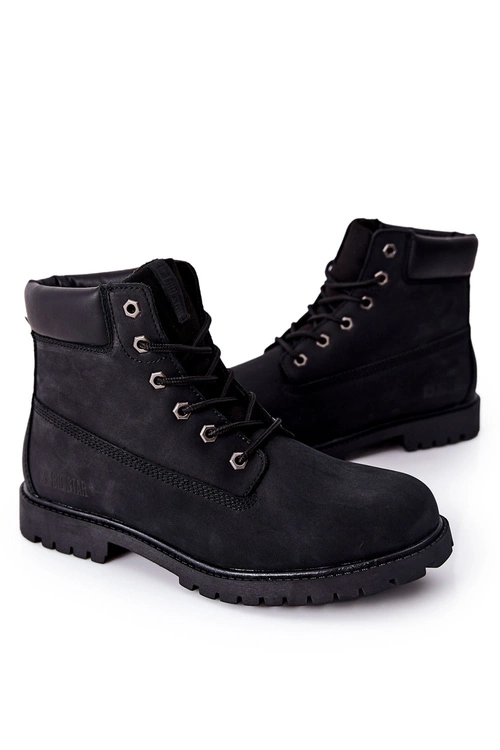 Skórzane Botki Trapery Big Star II174263 Czarne