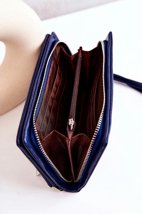 Duży Skórzany Portfel Granatowy Rhodes