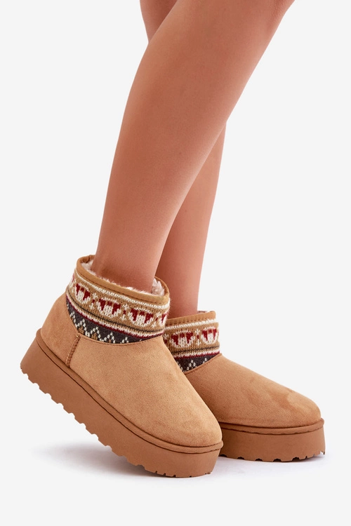 Śniegowce Damskie Ze Wzorem Na Platformie Camel Avatharia