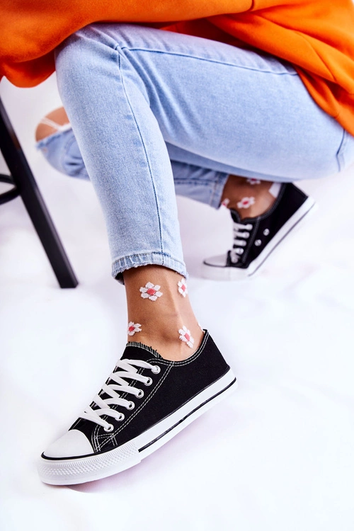 Damskie Klasyczne Trampki Wiązane Czarne Be Mine