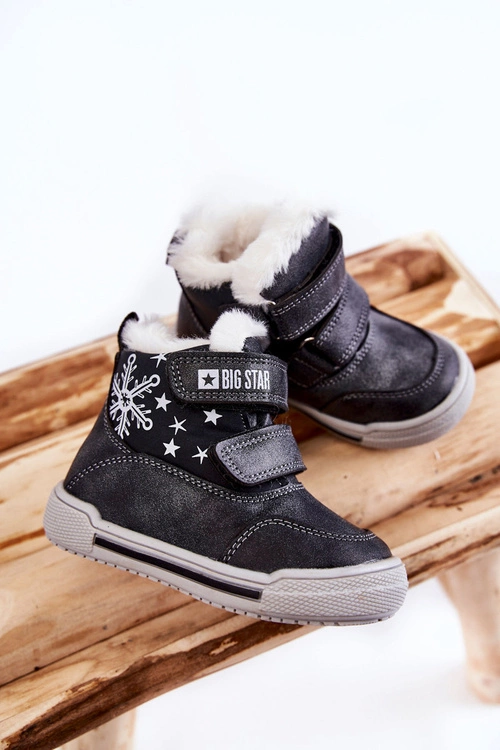 Dziecięce Ocieplane Botki Na Rzepy Big Star KK374191 Czarne