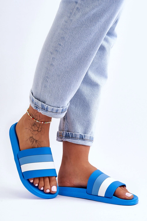 Damskie Klapki W Paski Niebieskie Vision