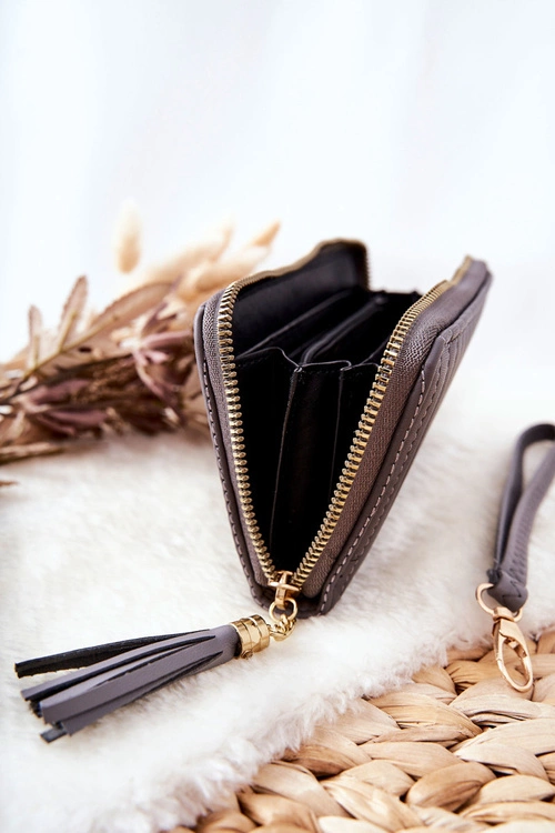 Duży Portfel Pikowany Z Paseczkiem Szary