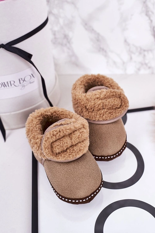 Dziecięce Ocieplane Papcie Z Kożuszkiem Beżowe Cloudlet