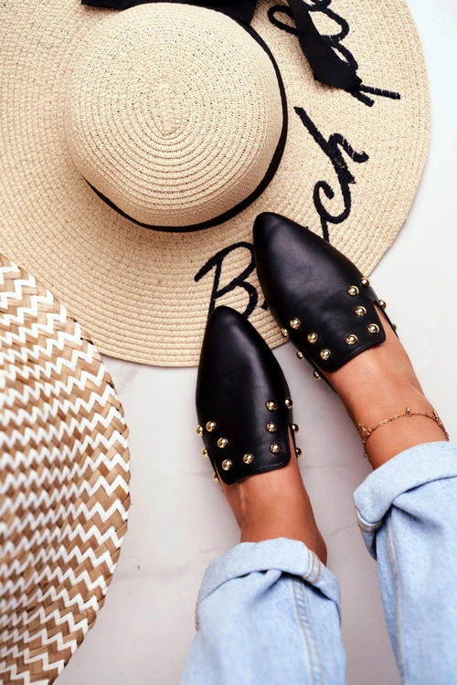 Lu Boo Damskie Klapki Czarne Seniorita