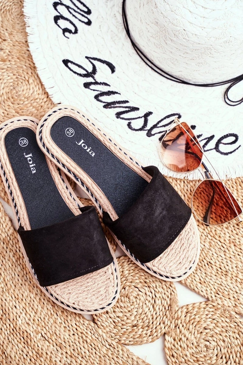 Klapki Damskie Klasyczne Zamszowe Czarne Look At Me