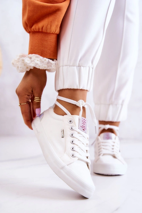 Damskie Tenisówki Wiązane Cross Jeans JJ2R4038C Białe