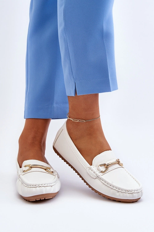 Damskie Klasyczne Mokasyny Z Ozdobą Białe Ainslee