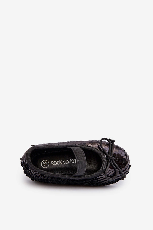 Balerinki Dziecięce Ozdobione Cekinami Czarne Weries