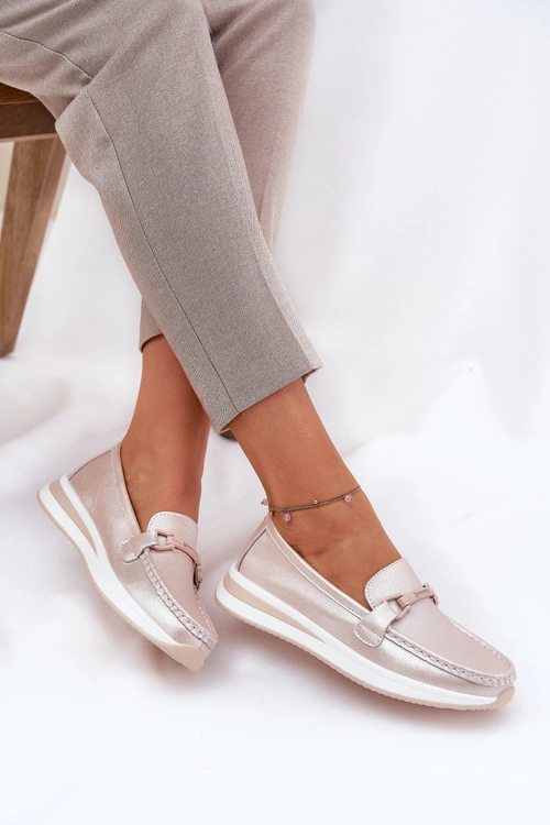 Skórzane Mokasyny Damskie S.Barski GR51-598 Perłowy Róż