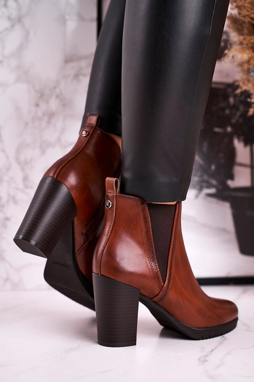 Botki Na Słupku Ocieplane Sergio Leone Brązowe BT311