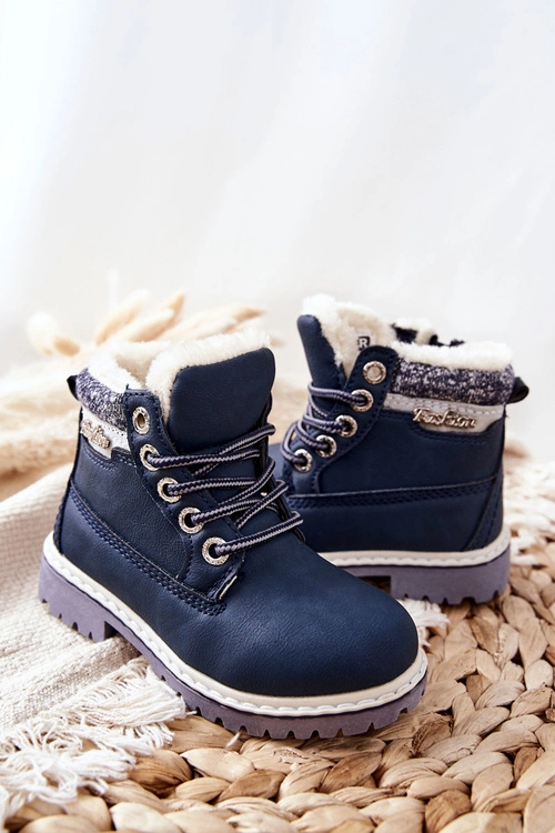 Dziecięce Ocieplane Traperki Z Futerkiem Granatowe Estee