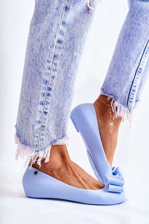 Damskie Gumowe Baleriny Z Kokardą Niebieskie Florret