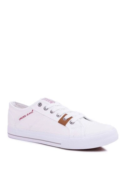 Trampki Męskie Cross Jeans Klasyczne Materiałowe Białe DD1R4029