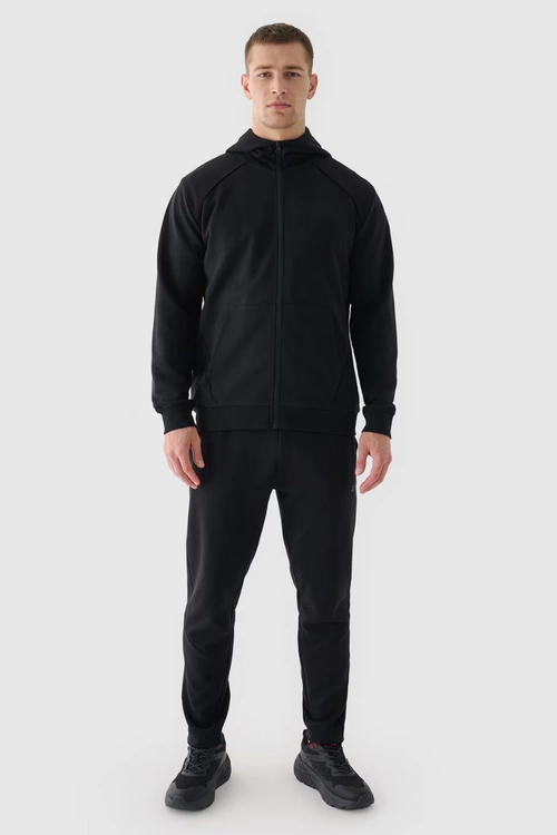 Męska Bluzka Z Kapturem Rozpinana 4F 4FWAW24TSWSM1256-20S Czarna