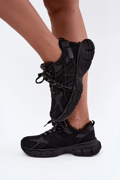 Buty Sportowe Sneakersy Damskie Czarne Nerla