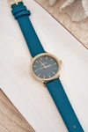 Zegarek Na Eko Skórzanym Pasku Bez Niklu Turkusowy ERNEST E62155D