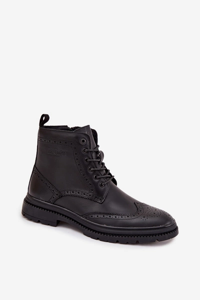 Skórzane Botki Męskie Lee Cooper LCJ-25-33-3961 Czarne
