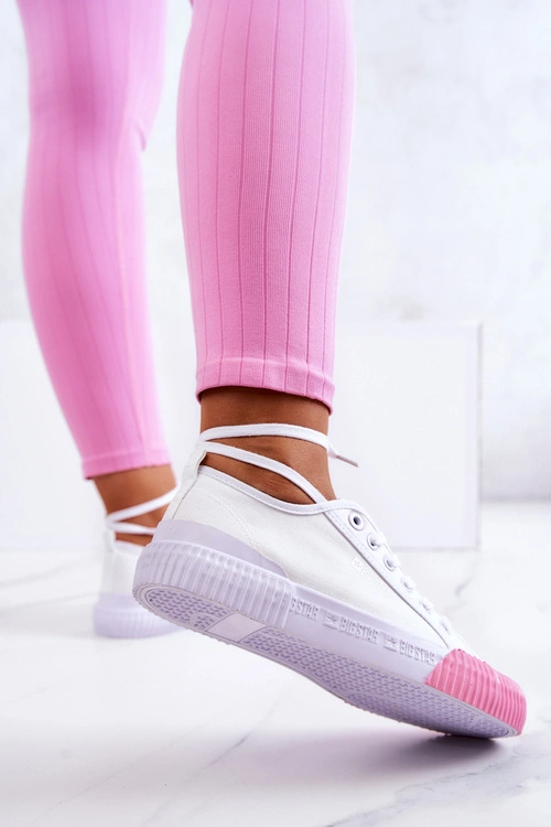 Materiałowe Tenisówki Trampki BIG STAR JJ274111 Białe