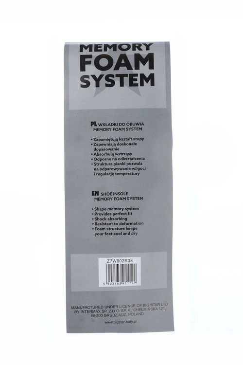 Wkładki Do Obuwia BIG STAR Memory Foam System 2 Pary