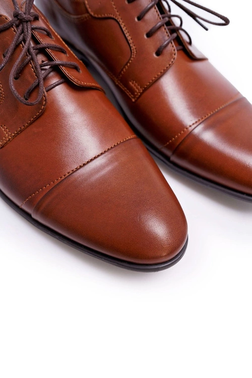 Półbuty Męskie Eleganckie Skórzane Brązowe Trust