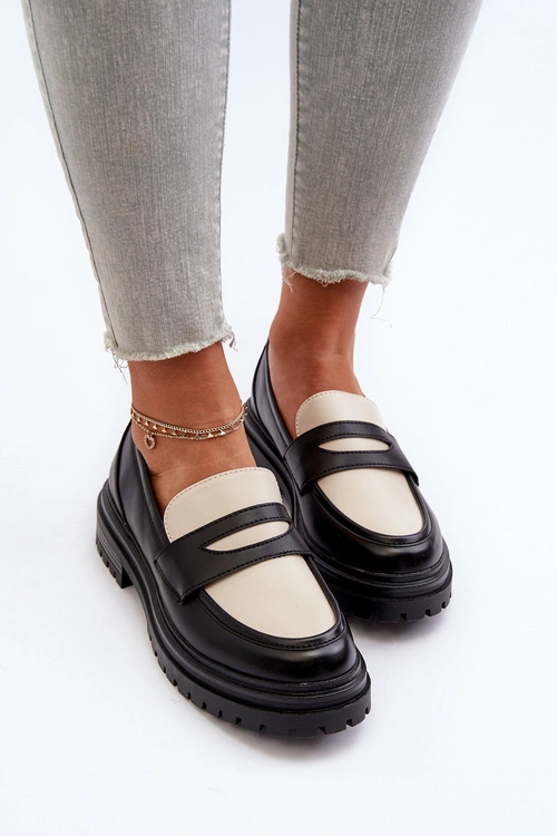 Mokasyny Damskie Na Płaskim Obcasie I Platformie Czarne Kaldira