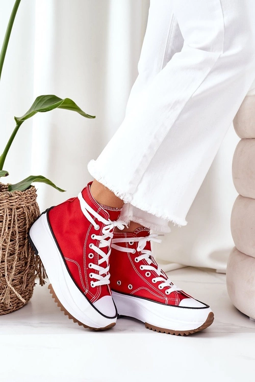 Wysokie Trampki Na Platformie Czerwone Electric Love