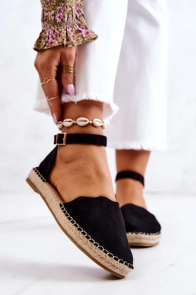 Damskie Espadryle Na Sprzączkę Czarne Bonetti