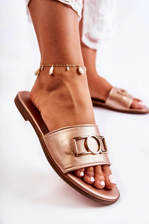 Damskie Klasyczne Klapki Z Ozdobą Złote Sherri