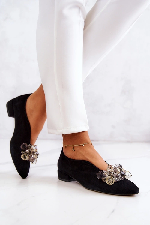 Eleganckie Zamszowe Półbuty Z Ozdobą Czarne McQueen