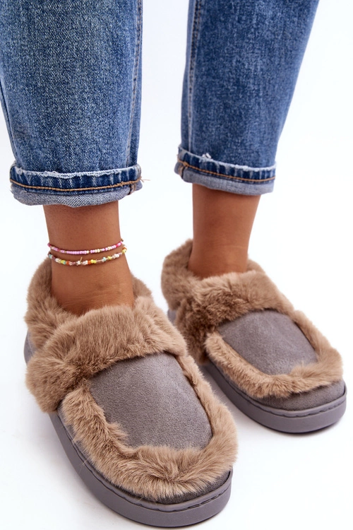 Damskie Kapcie Z Futerkiem Szare Sailey