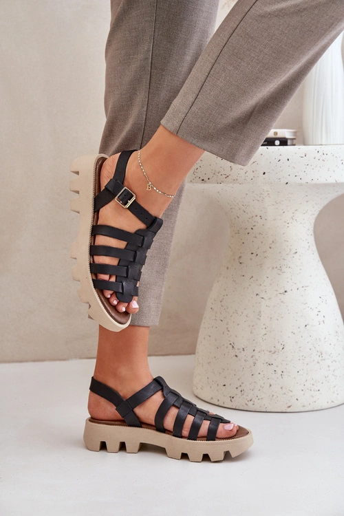 Skórzane Sandały Damskie Zazoo 3695 Czarne