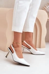 Lakierowane Szpilki Z Odkrytą Piętą Białe Filona