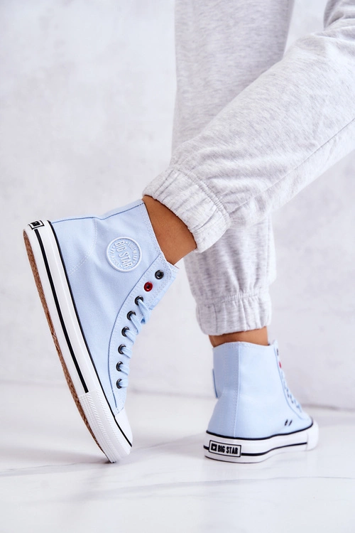 Damskie Wysokie Trampki Big Star JJ274209 Niebieskie
