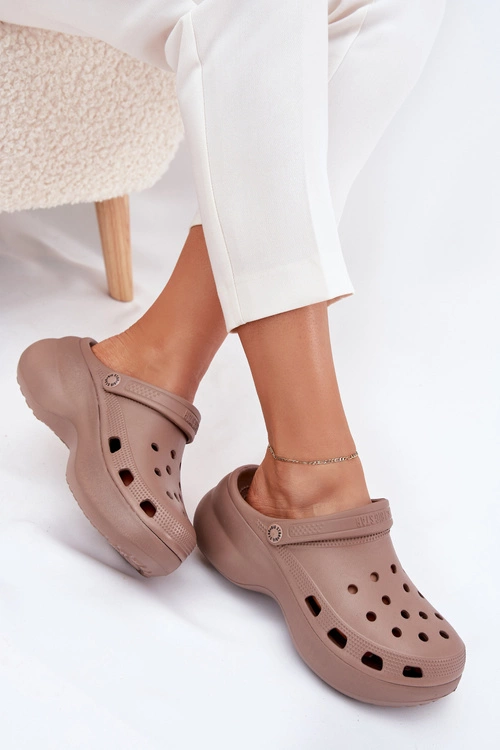 Piankowe Klapki Damskie Na Masywnej Podeszwie Big Star RR274A121 Ciemnobeżowe