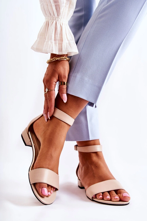 Damskie Skórzane Sandałki Beżowe Shanley