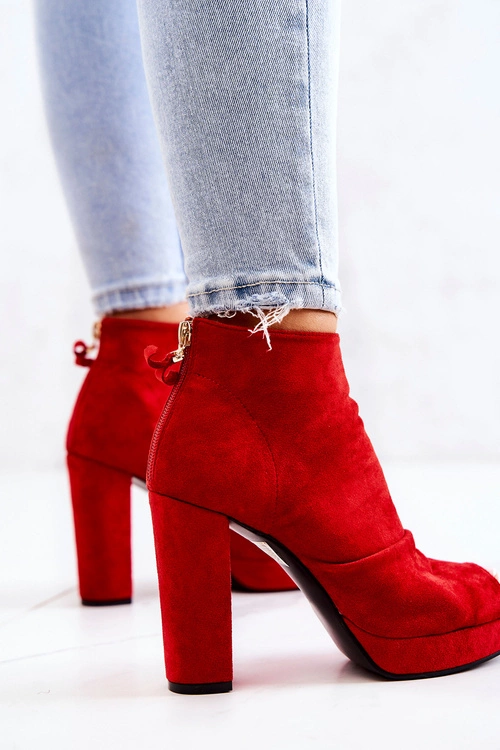 Botki Na Słupku Odkryte Palce Czerwone Adore